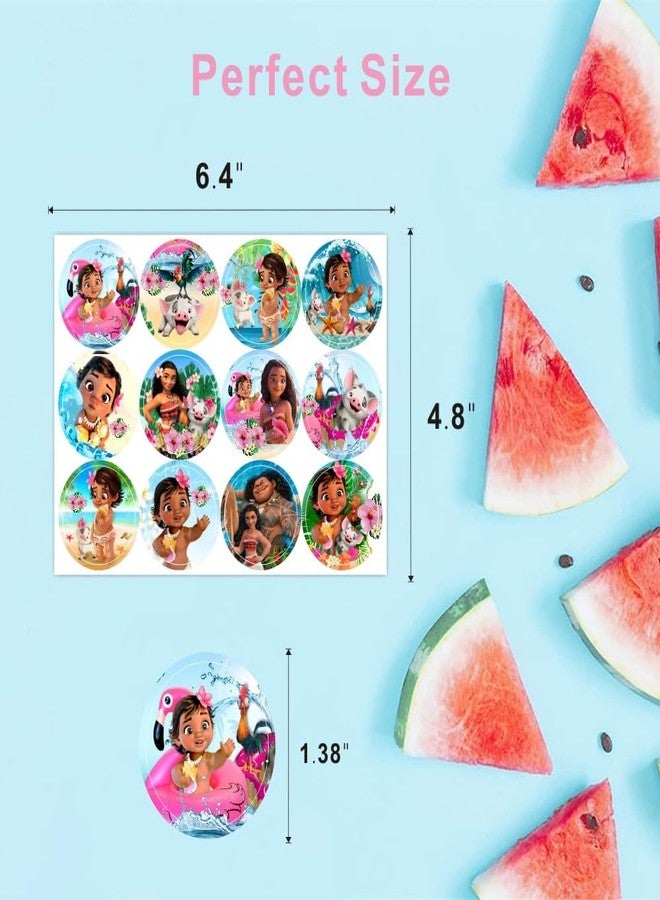 ARHAVI 120pcs Moanana Round Stickers, Moanana Party Supplies for Kids Birthday Decorations - 10 Sheets - Image 3
